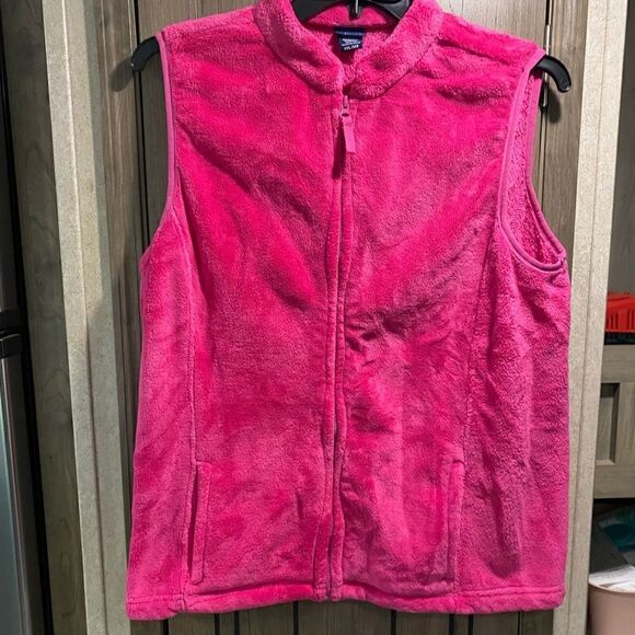 Basic Editions Women's XXL Pink Plush Zipper Vest - Picture 1 of 3